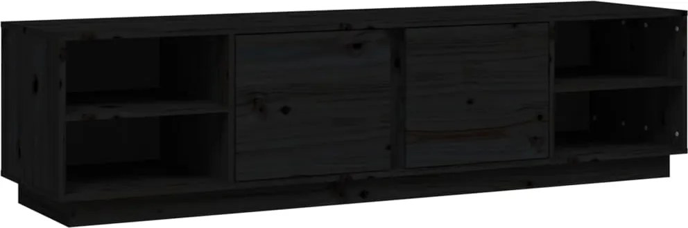 vidaXL fekete tömör fenyőfa TV-szekrény 156 x 40 x 40 cm