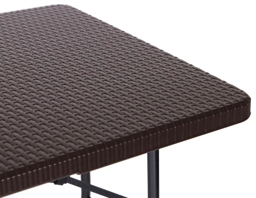 Összecsukható kerti bankett asztal 180 cm - rattan hatású
