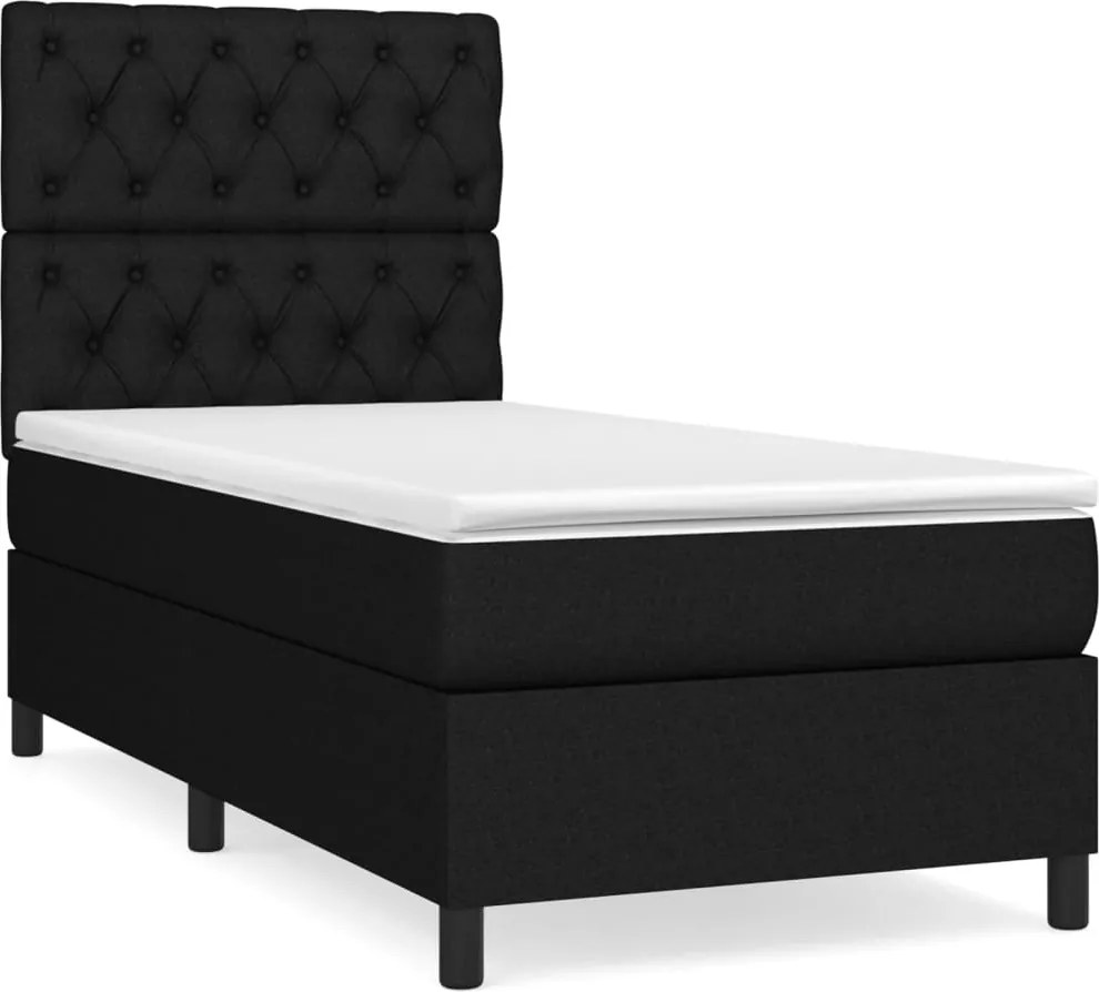 vidaXL fekete szövet rugós ágy matraccal 80 x 200 cm