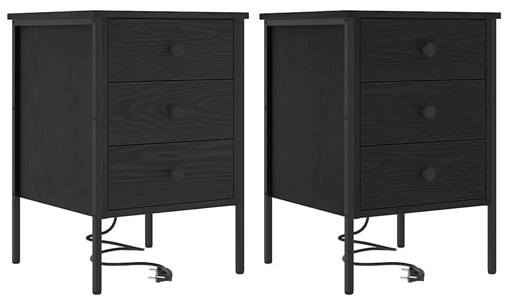 Éjjeli Szekrények 2 pcs Musta tammi 42 x 41 x 61 cm Faanyag