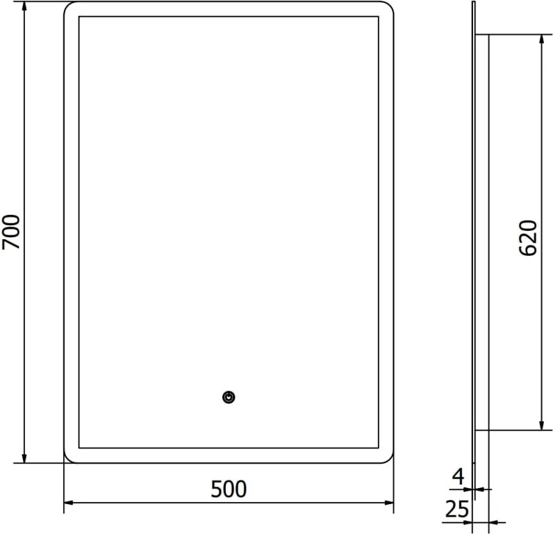 Mexen Navia fürdőszobai megvilágított tükör 50 x 70 cm, LED 6000K, páravédelem - 9803-050-070-611-00