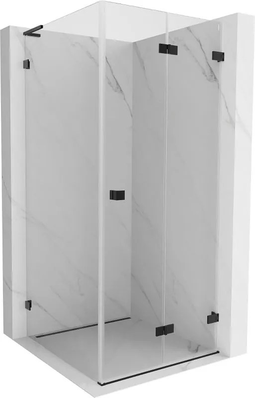 Mexen Lunar-F L összecsukható zuhanykabin jobb 90 x 90 cm, átlátszó, fekete - 836L-090-090-70-00-P