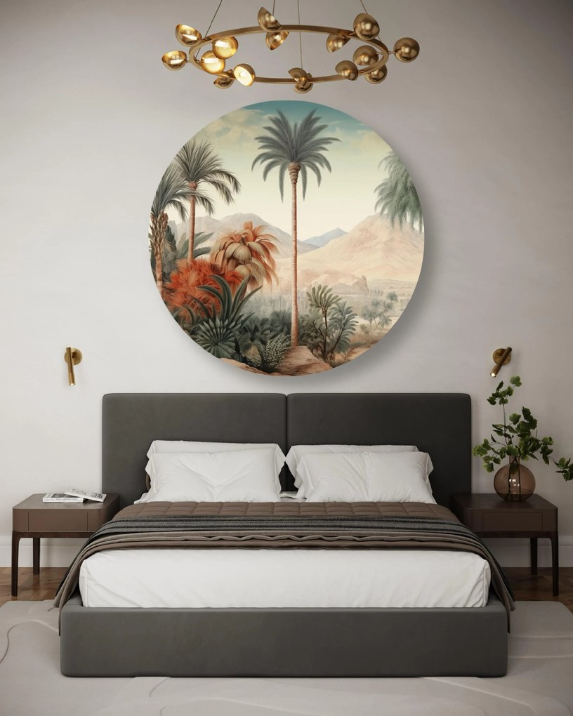 Gario Kerek vászonkép Trópusi táj pálmafákkal Méret: 80 x 80 cm