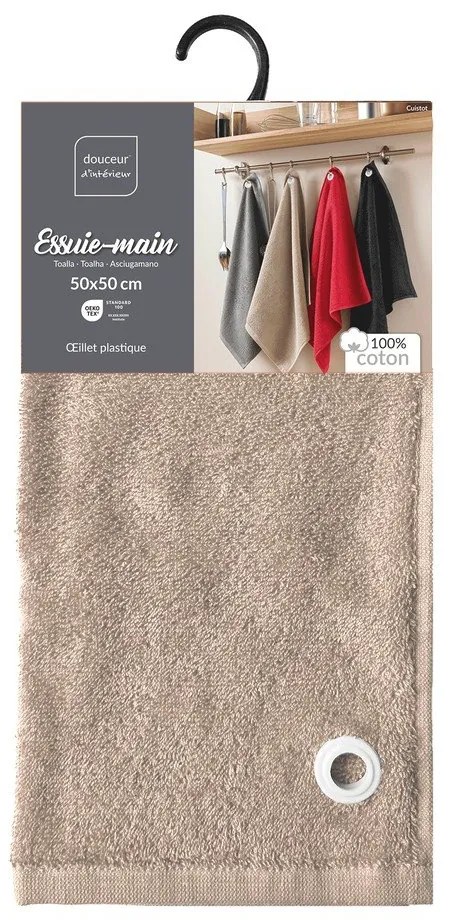 Bézs frottír pamut törölköző 50x50 cm Cuistot – douceur d'intérieur