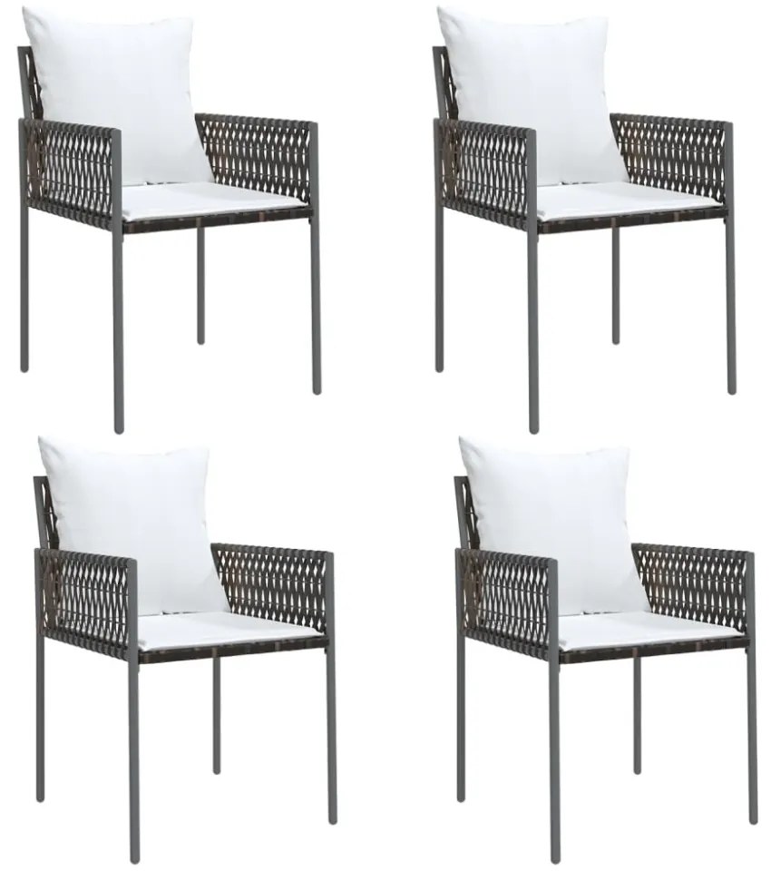 4 db barna polyrattan kerti szék párnával 54x61x83 cm