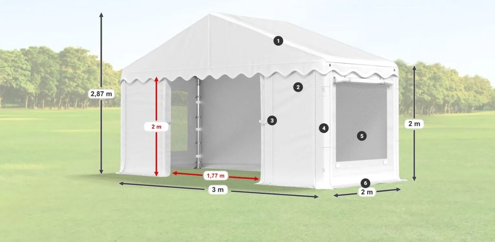 Party sátor 3x2x2m Comfort PE 240g szúnyoghálóval Summer