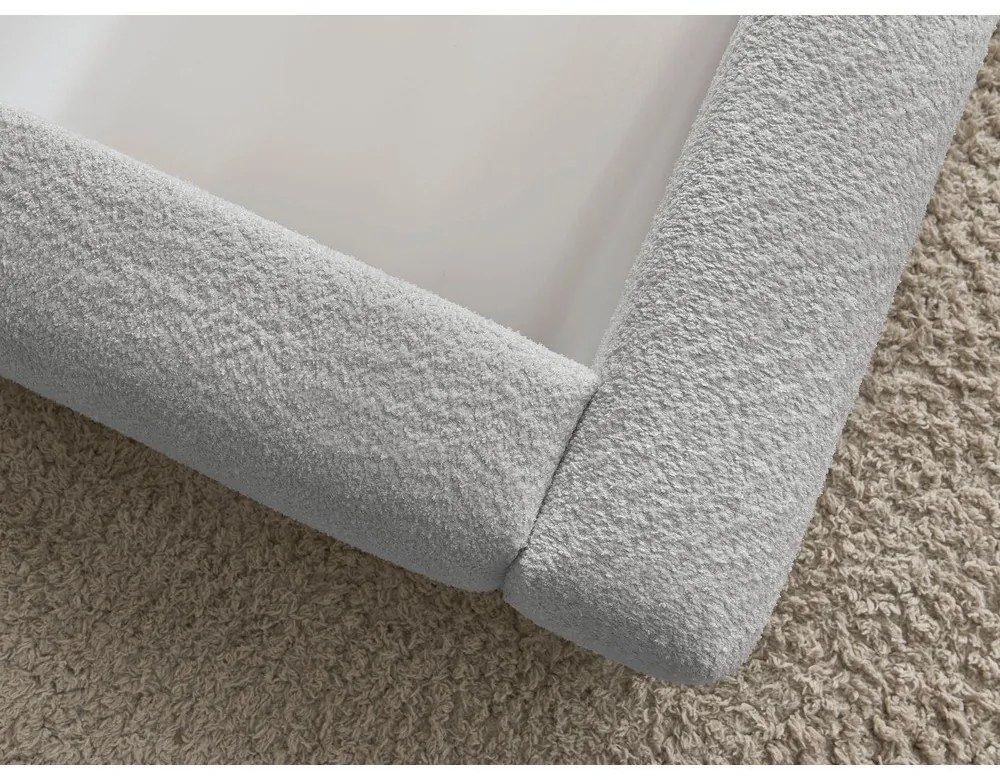 Világosszürke kárpitozott ágyneműtartós franciaágy ágyráccsal 160x200 cm Orlane – Bobochic Paris