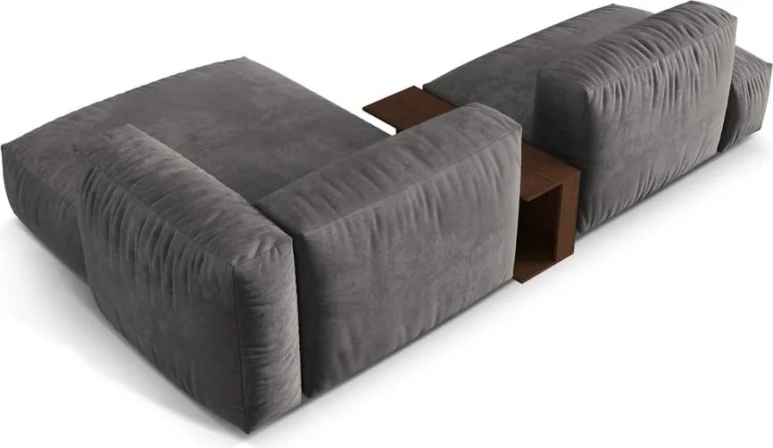 Szürke bársony moduláris sarokkanapé (jobb oldali-heverő résszel) Martina – Micadoni