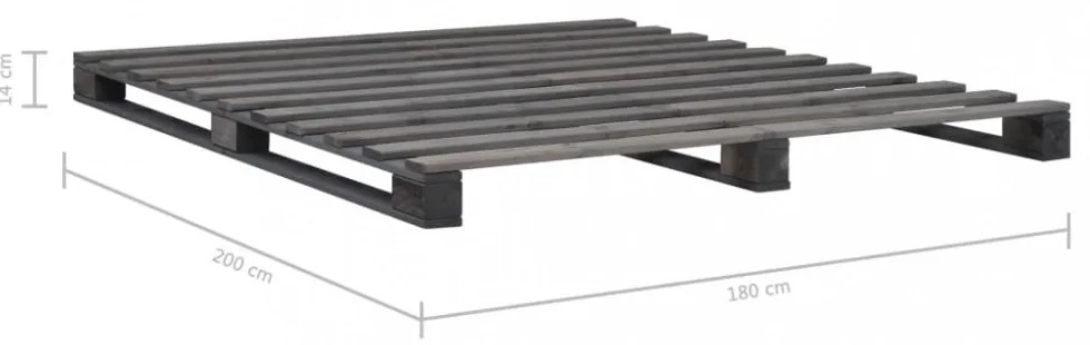 szürke tömör fenyőfa raklap ágykeret 180 x 200 cm