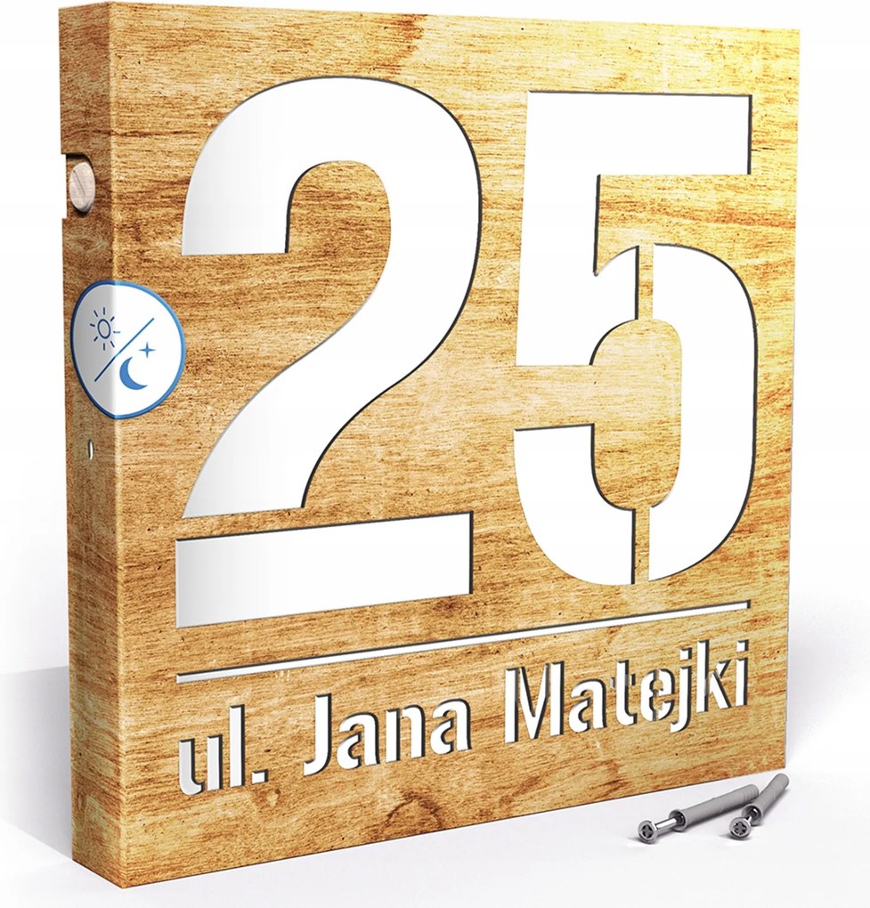 Megvilágított Házszám Led Címtábla 30X30 cm Szürkület Érzékelő