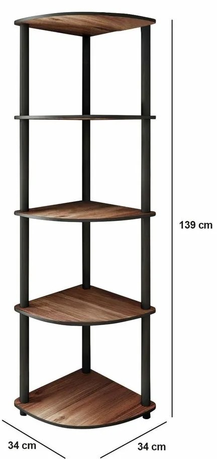 Corner Walnut polc, 5 polcok, L
