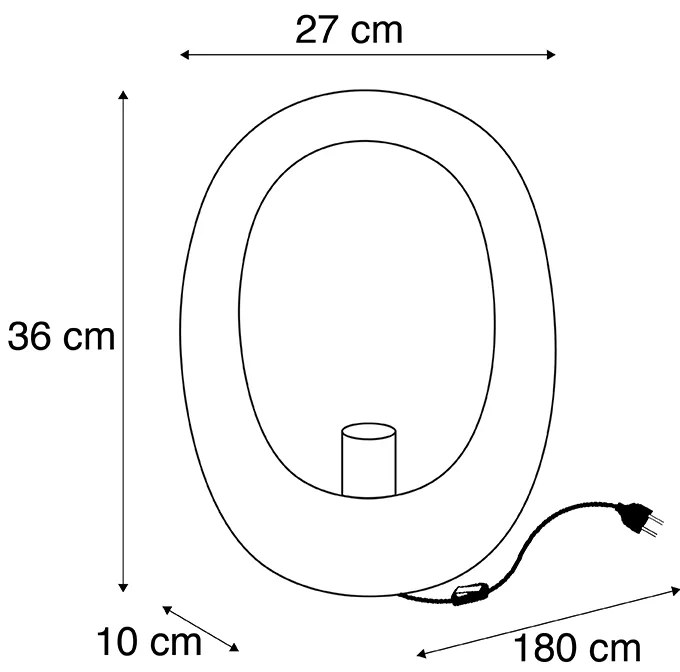 Design asztali lámpa fekete aranyszínű belsővel 36 cm - Cova