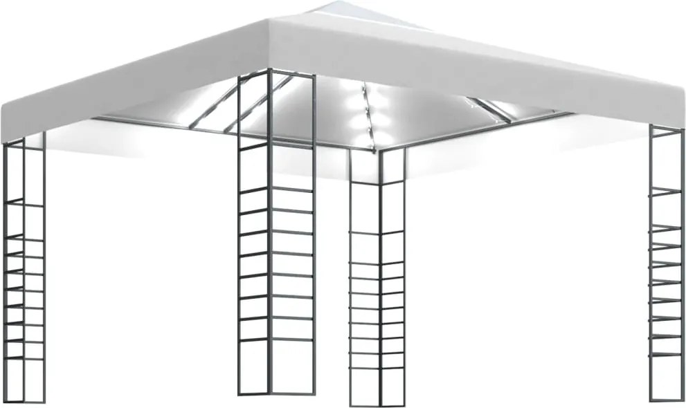 vidaXL fehér kerti pavilon LED fényfüzérrel 3 x 3 m