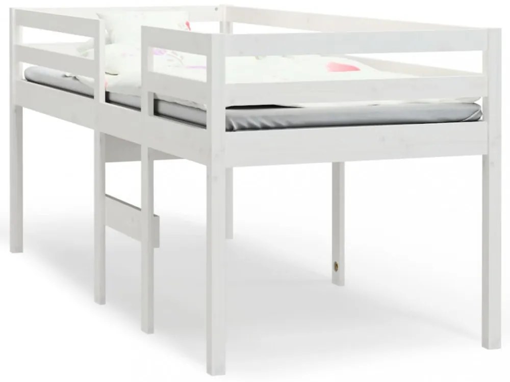 fehér tömör fenyőfa magasított ágy 90x200 cm