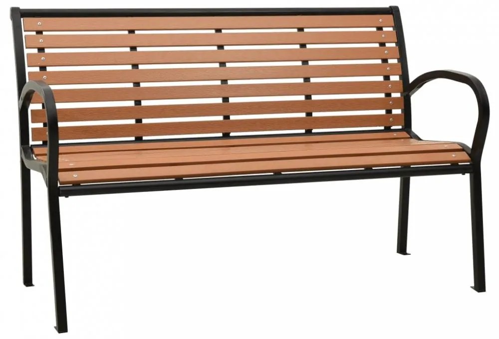 Fekete és barna acél és wpc kerti pad 116 cm