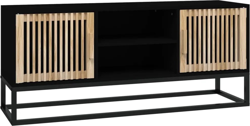 vidaXL fekete szerelt fa és vas TV-szekrény 105 x 30 x 45 cm