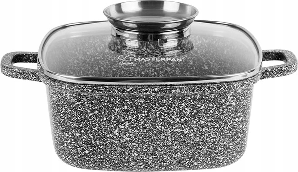 Négyzet alakú gránit fazék fedővel 20cm, 2,8L, Indukciós/Gáz