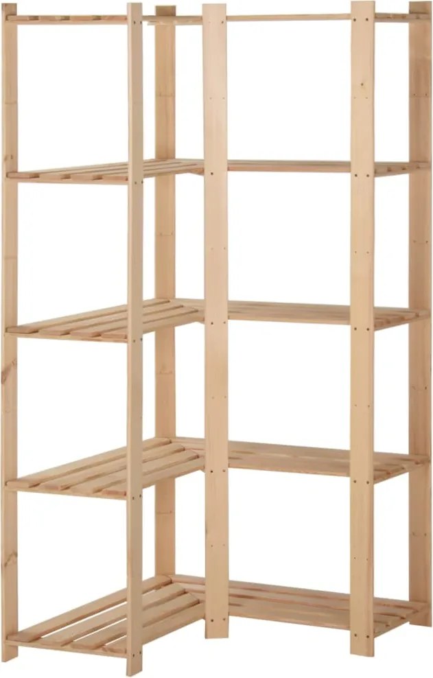 vidaXL 5 szintes tömör fenyőfa sarok-tárolóállvány 82,5x82,5x170 cm