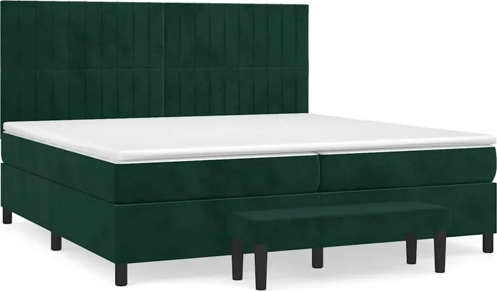 vidaXL sötétzöld bársony rugós ágy matraccal 200x200 cm