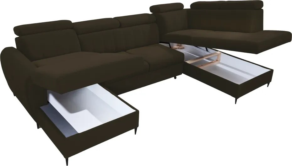 Kinyitható ülőgarnitúra, barna, balos, KORIO U