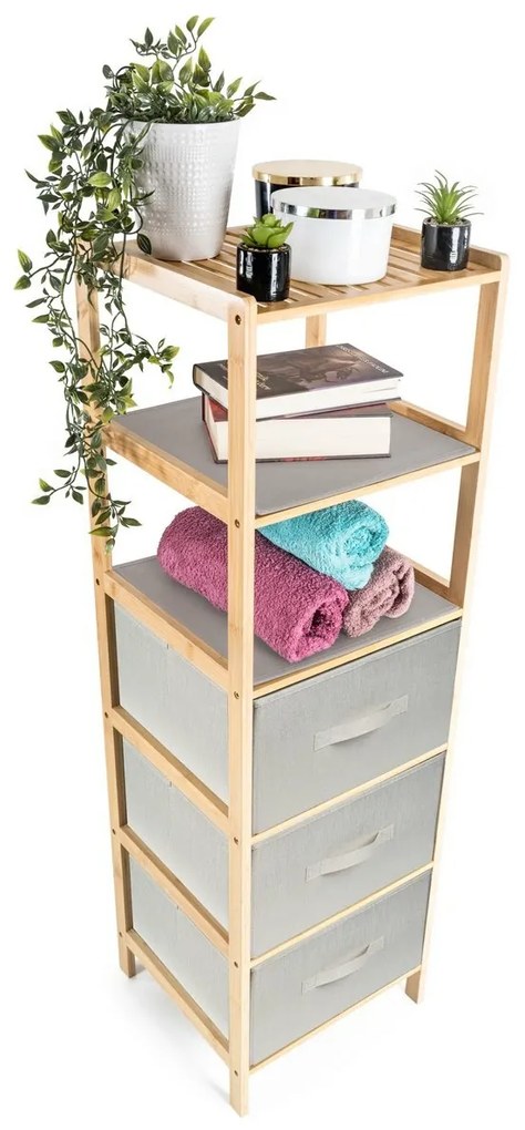 G21 Bambusz polc kosarakkal, 5 polc, bézs, 5 emelet