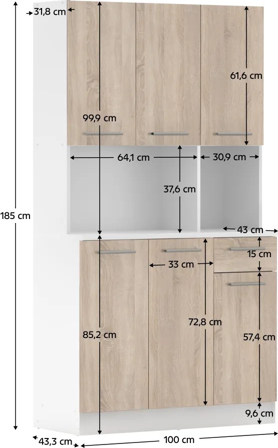 Hatajtós szekrény, fehér/sonoma tölgy, PELION NEW