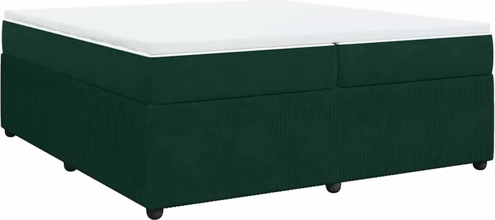 vidaXL sötétzöld bársony rugós ágy matraccal 200x200 cm