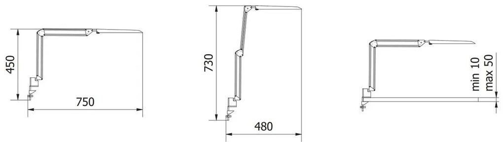 Lámpa Asztali ARCHITECTO 8W, 600lm, AC220-240V, 4000K, PF>0,5, 3 fokozatú fényerő , Ra>80, fekete