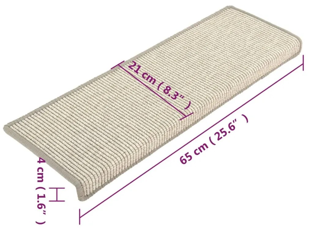 15 db ezüst színű, téglalap alakú szélű lépcsőszőnyeg 65 x 21 x 4 cm