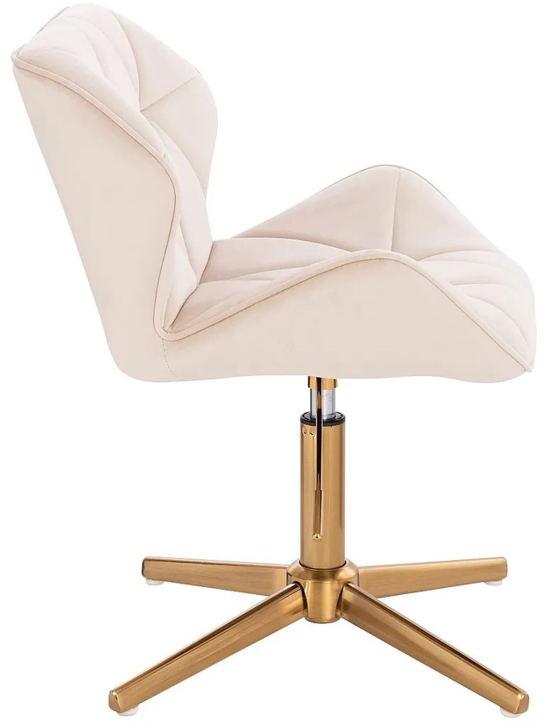 HR111CROSS Krémszínű modern velúr szék arany lábbal