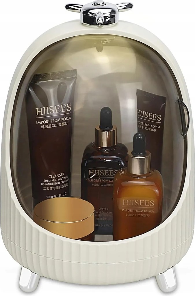 Ideallife kozmetikai rendszerező LED-del, tejfehér, fedéllel, hordozható