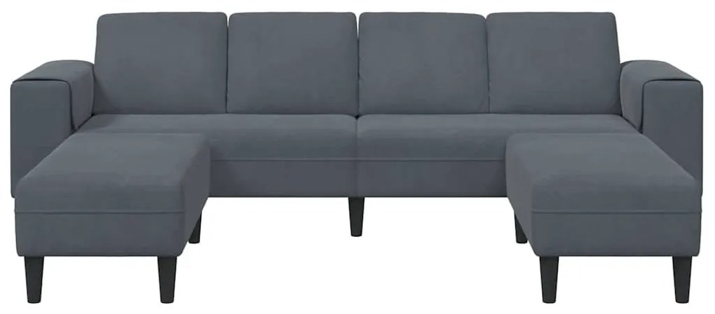 Kanapé Szett 3 pcs Sötétszürke Bársony