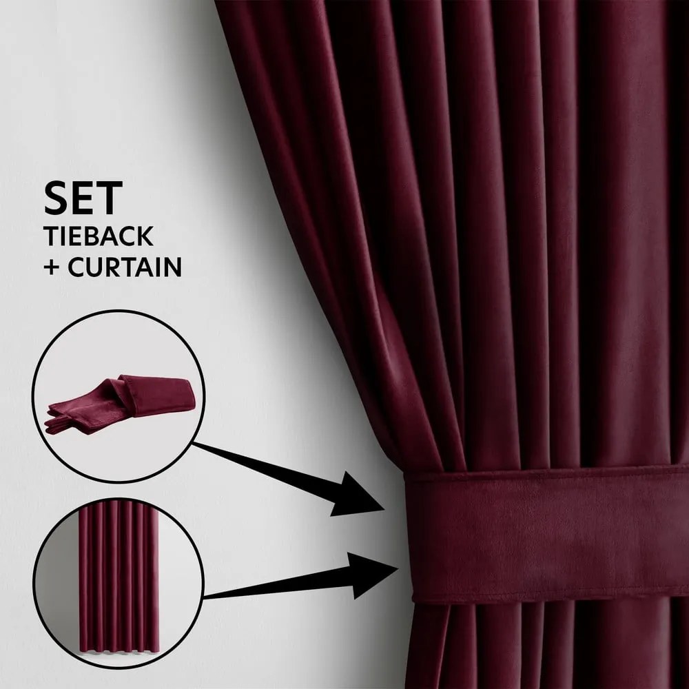 Borvörös bársony dimout (részleges sötétítő) függöny 140x245 cm Eyelets – Restilo