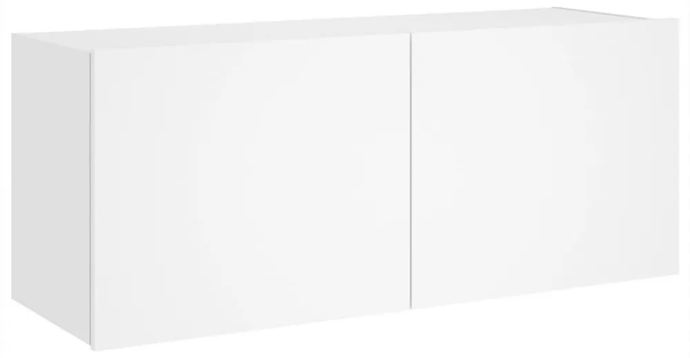 fehér falra szerelhető TV-szekrény LED-lámpákkal 100x35x41 cm