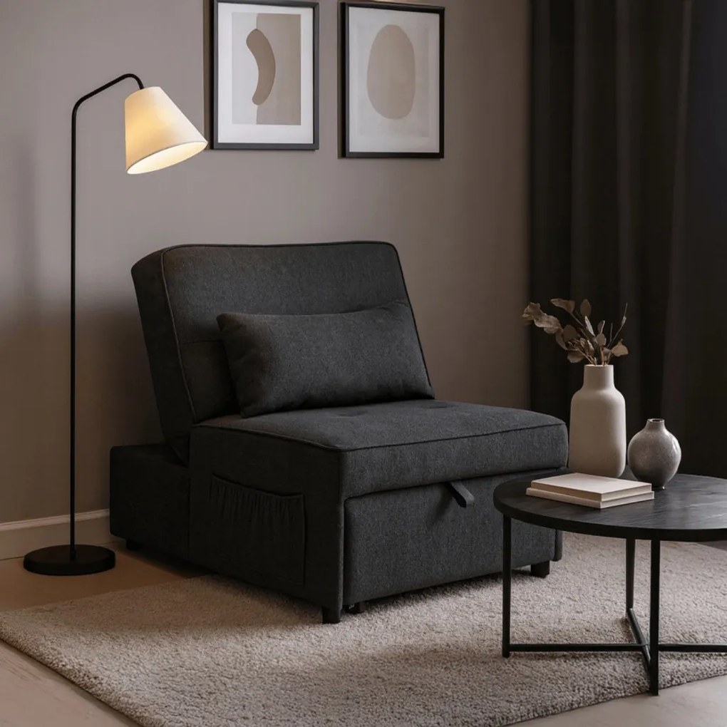 Ágyazható Fotel Fekete Színben. IBERIS 80 cm