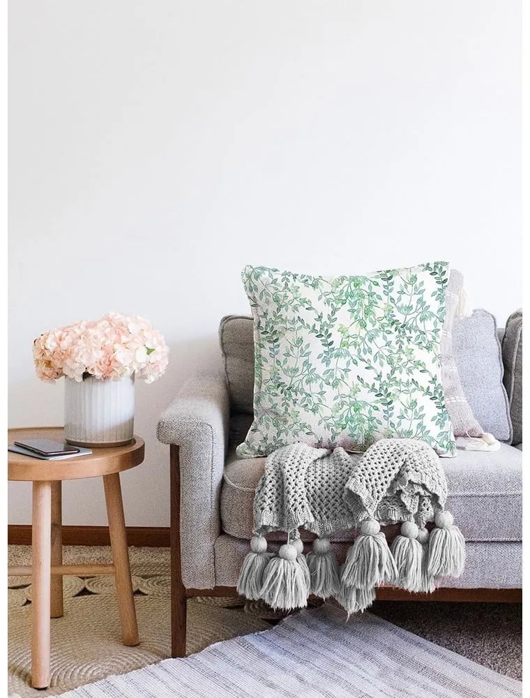 Twiggy bézs-zöld pamut keverék párnahuzat, 55 x 55 cm - Minimalist Cushion Covers