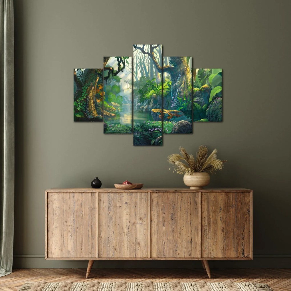 Kép - Egy trópusi erdő illusztrációja (150x105 cm)