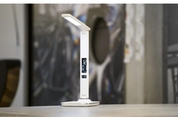 Immax 08934L - LED Asztali lámpa kijelzővel KINGFISHER LED/9W/230V fehér