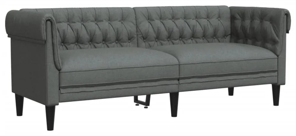 sötétszürke 3 személyes szövet Chesterfield kanapé