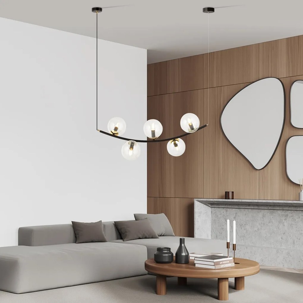 Emibig modern függeszték ritz fekete átlátszó arany emi1296/5
