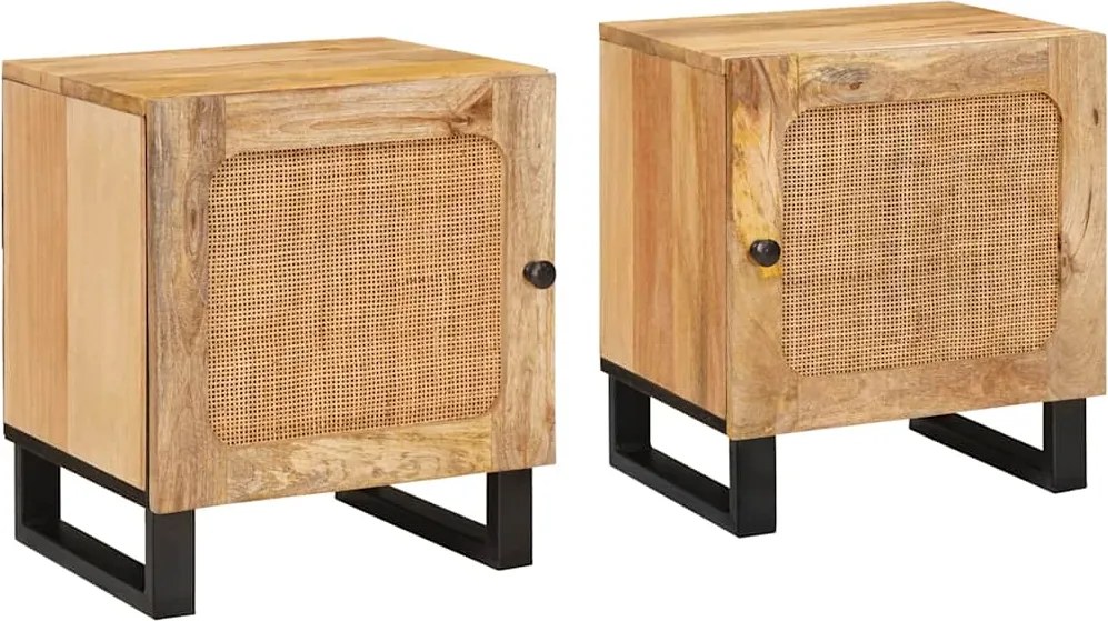 vidaXL Éjjeliszekrény 2 pcs Természetes 40 x 33 x 46 cm