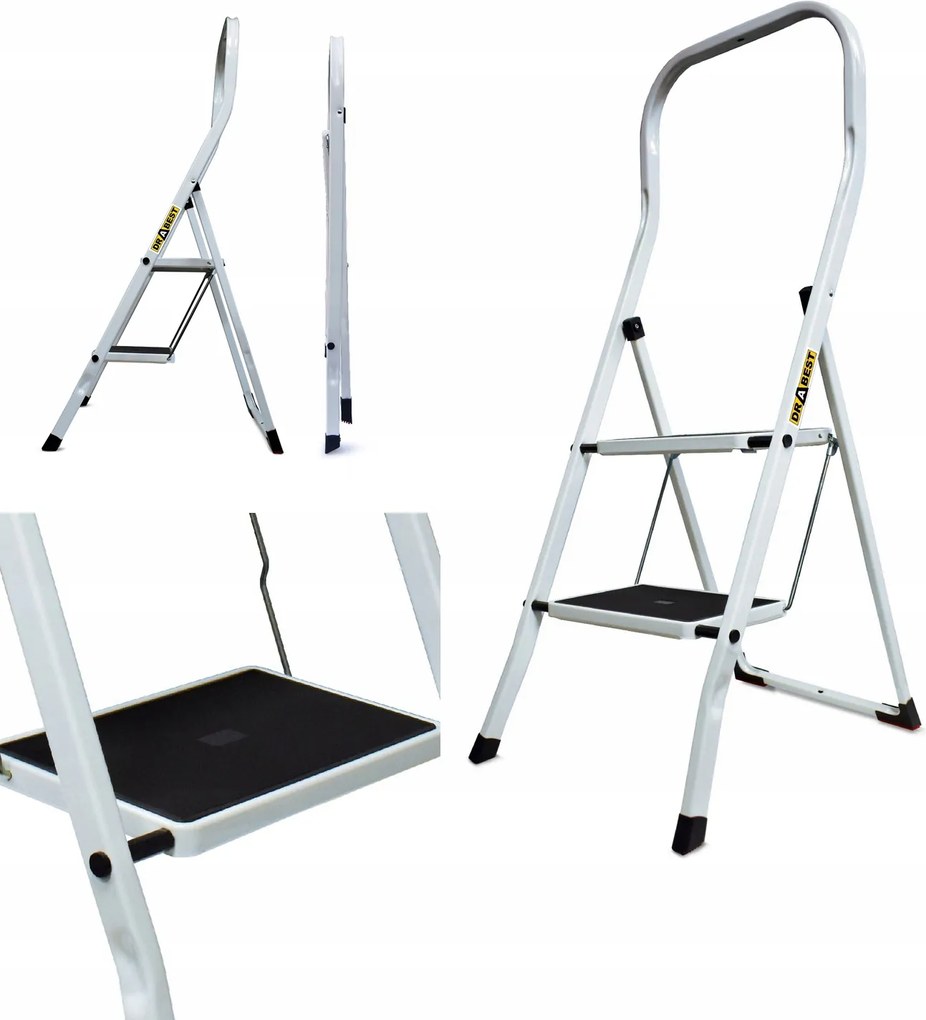 Háztartási acél létra 2 lépcsőfokos egyoldalas összecsukható lépcső Drabest