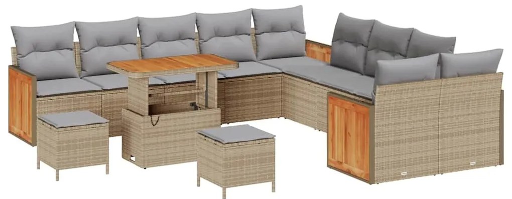 Kerti Kanapé Szett 13 pcs Bézs 90 x 55 x 71 cm polirattan