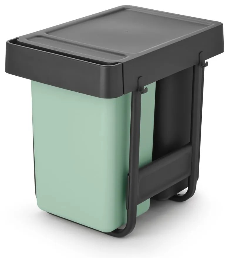 Mentazöld-sötétszürke műanyag szelektív beépíthető szemetes 30 l Sort&Go – Brabantia