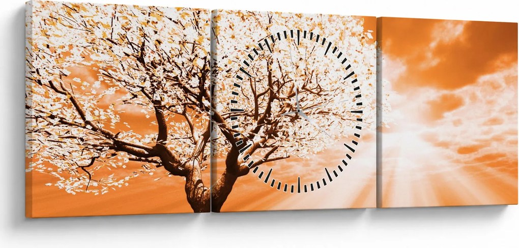 Narancssárga fa képe (órával) (90x30 cm)