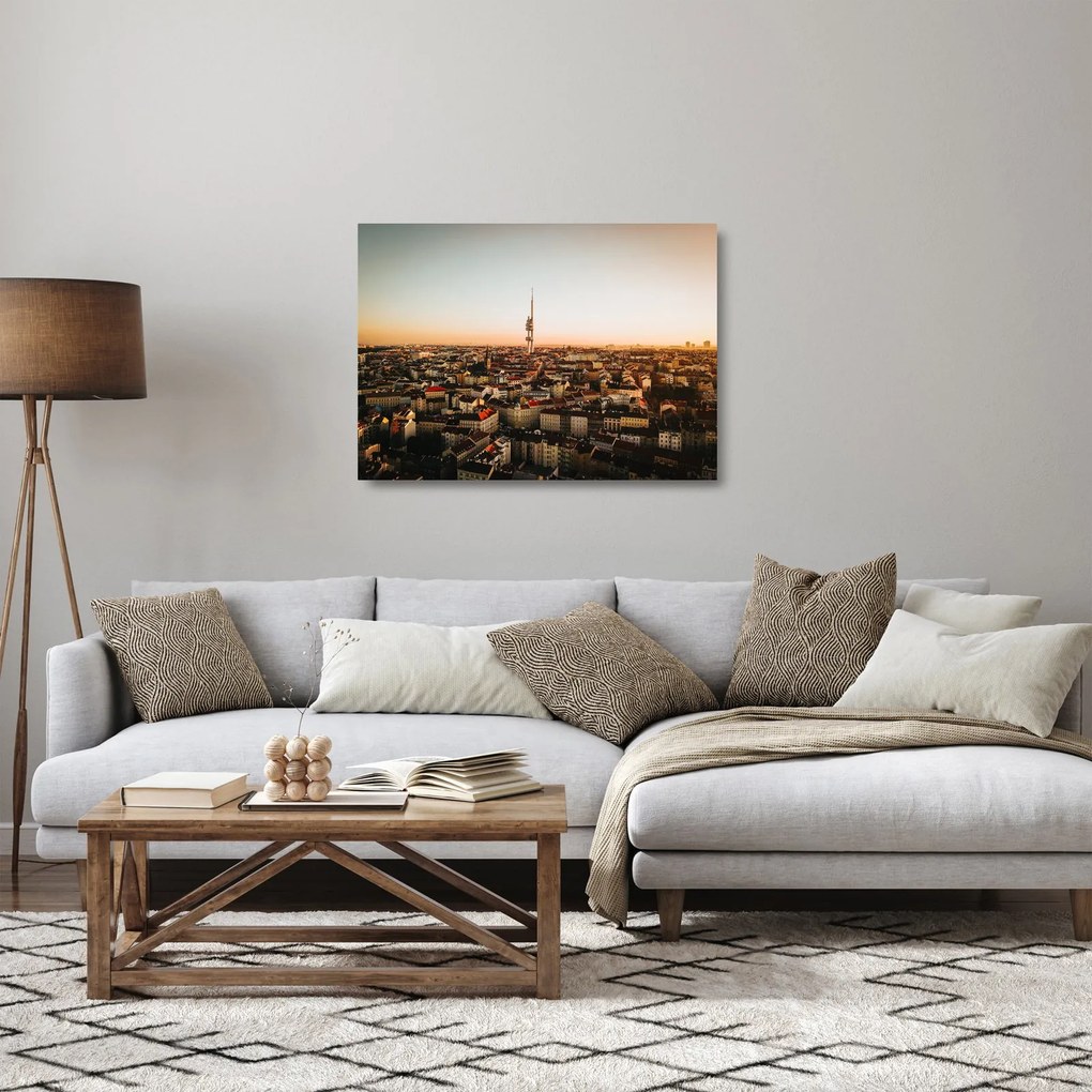 Naplemente Zizkov felett (üvegen) (70x50 cm)