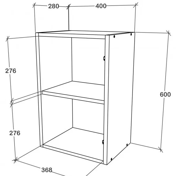 Benita 1 ajtós Felső konyhaszekrény Bronz Tölgy-Fehér 40x30x60 cm N