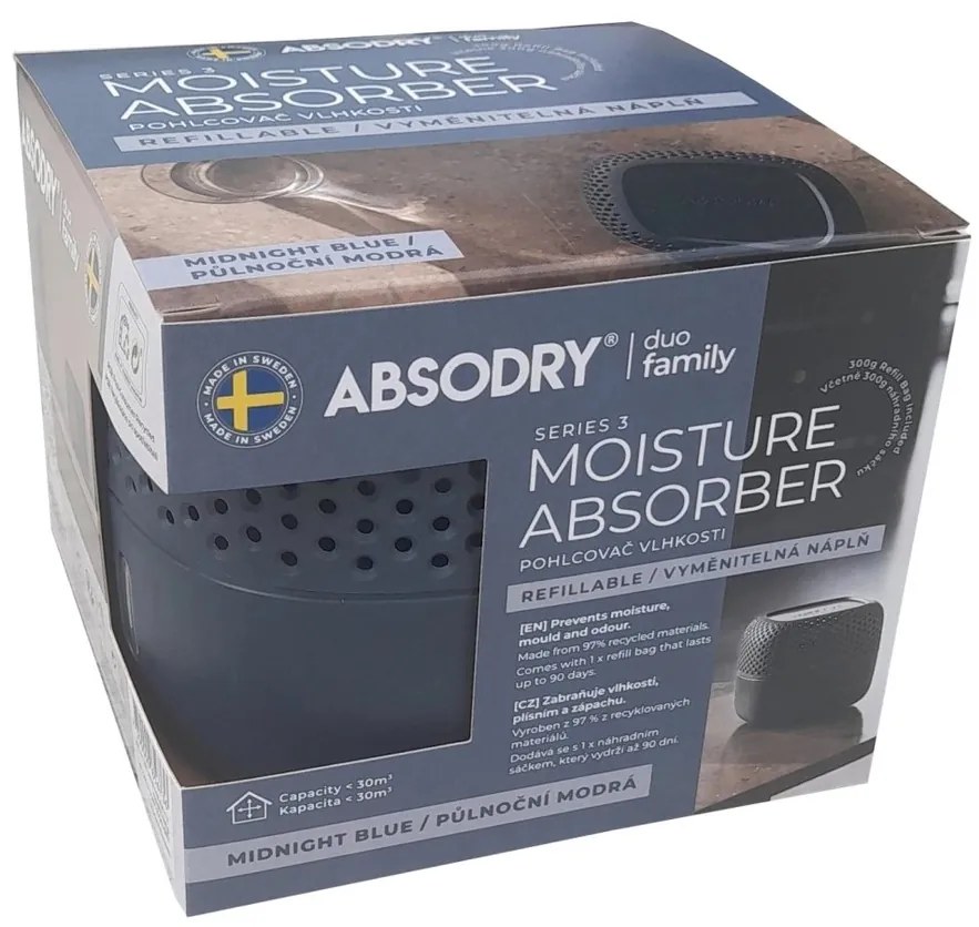 Absodry Duo , Family Bag 3-series nedvességelnyelő, do 30 m3 , Midnight Blue
