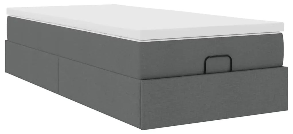 Ottomán ágykeret matraccal sötét szürke 90x190cm szövet