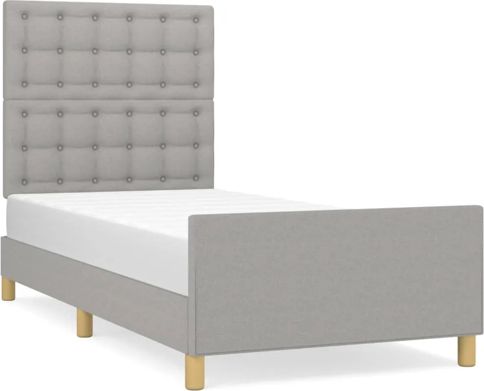 vidaXL világosszürke szövet ágykeret fejtámlával 90 x 200 cm